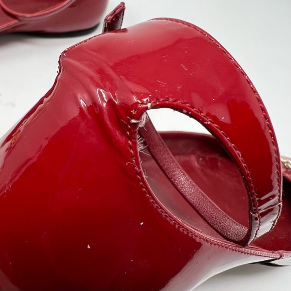 AUTHENTIC! Gucci Red Patent Leather Horsebit Ankle Strap Flats Size 6 - Picture 7 of 15